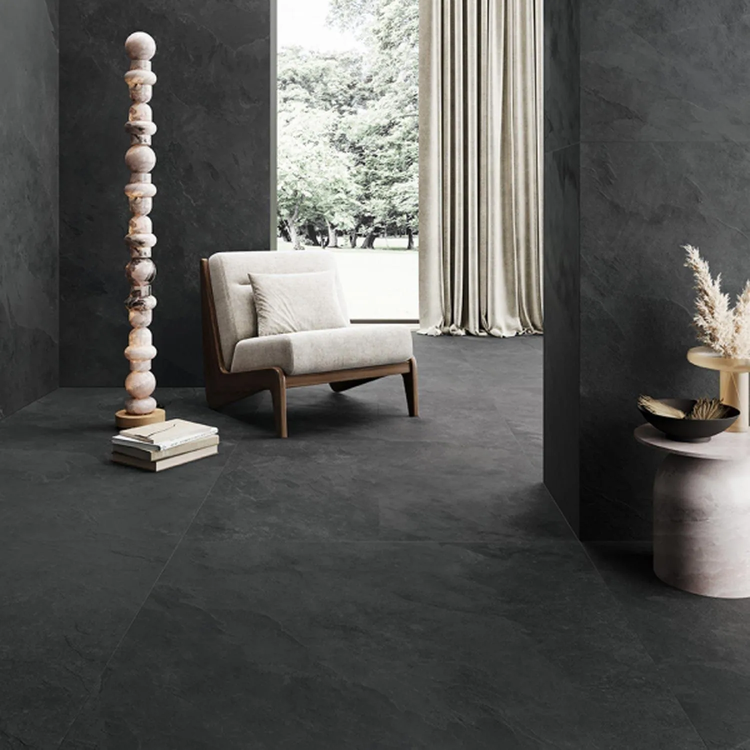 Porcelanato Ardesia Nero 60×120 instalado