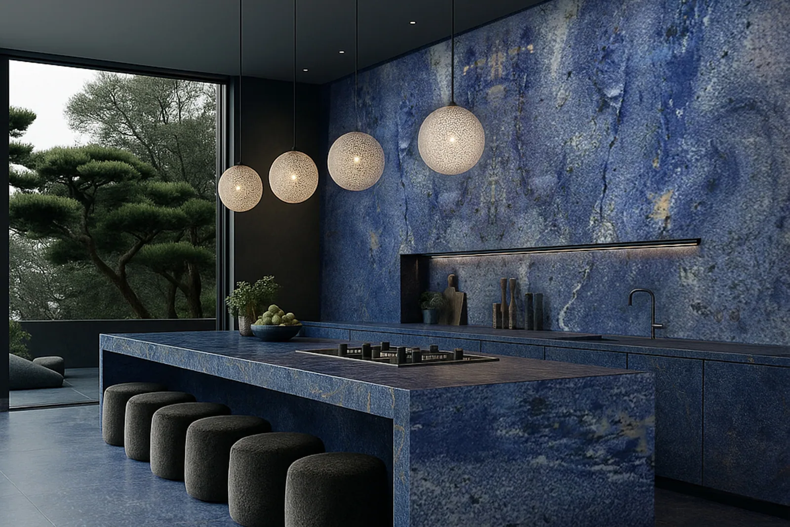 Piedra Beri Stone Azul Bahia 90×180 instalado