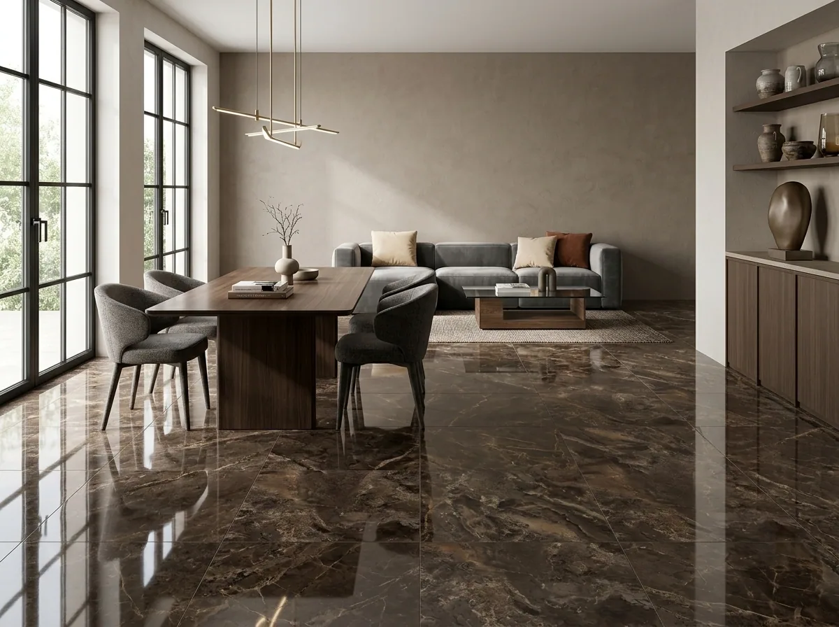 Porcelanato Roccia Marrone 60×120 instalado