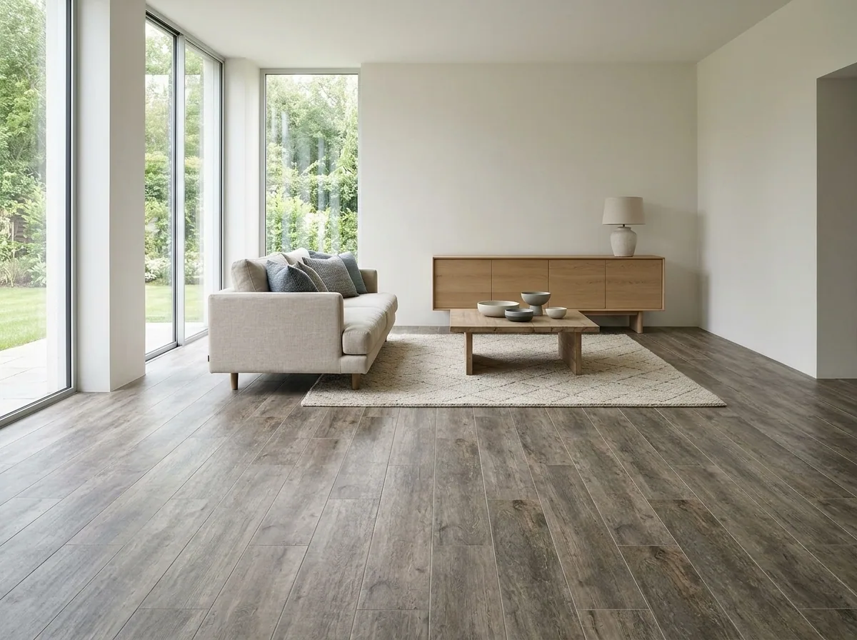 Piso de vinil SPC Tobacco Wood instalado