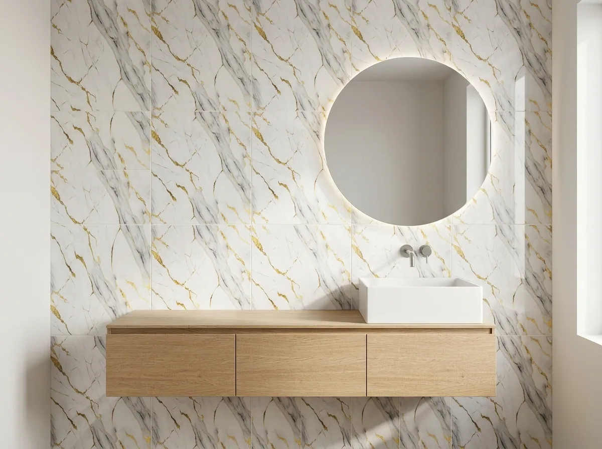 Lámina PVC marmolizada Di Oro instalado