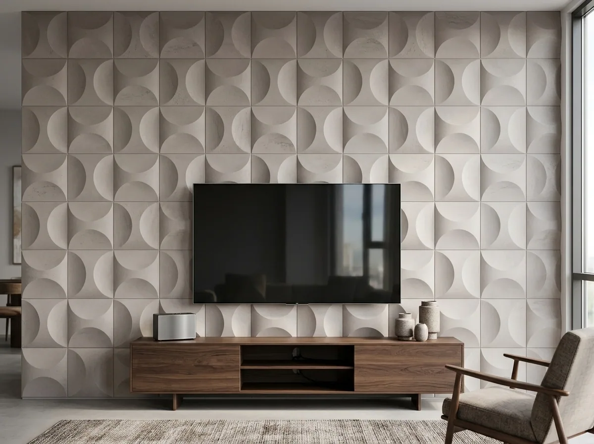 Lámina PU Stone 3D Mezzaluna Grey instalado
