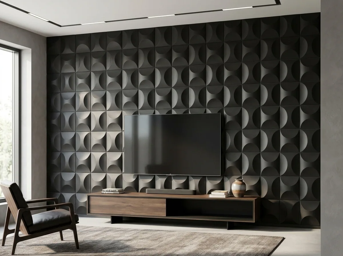 Lámina PU Stone 3D Mezzaluna Black instalado
