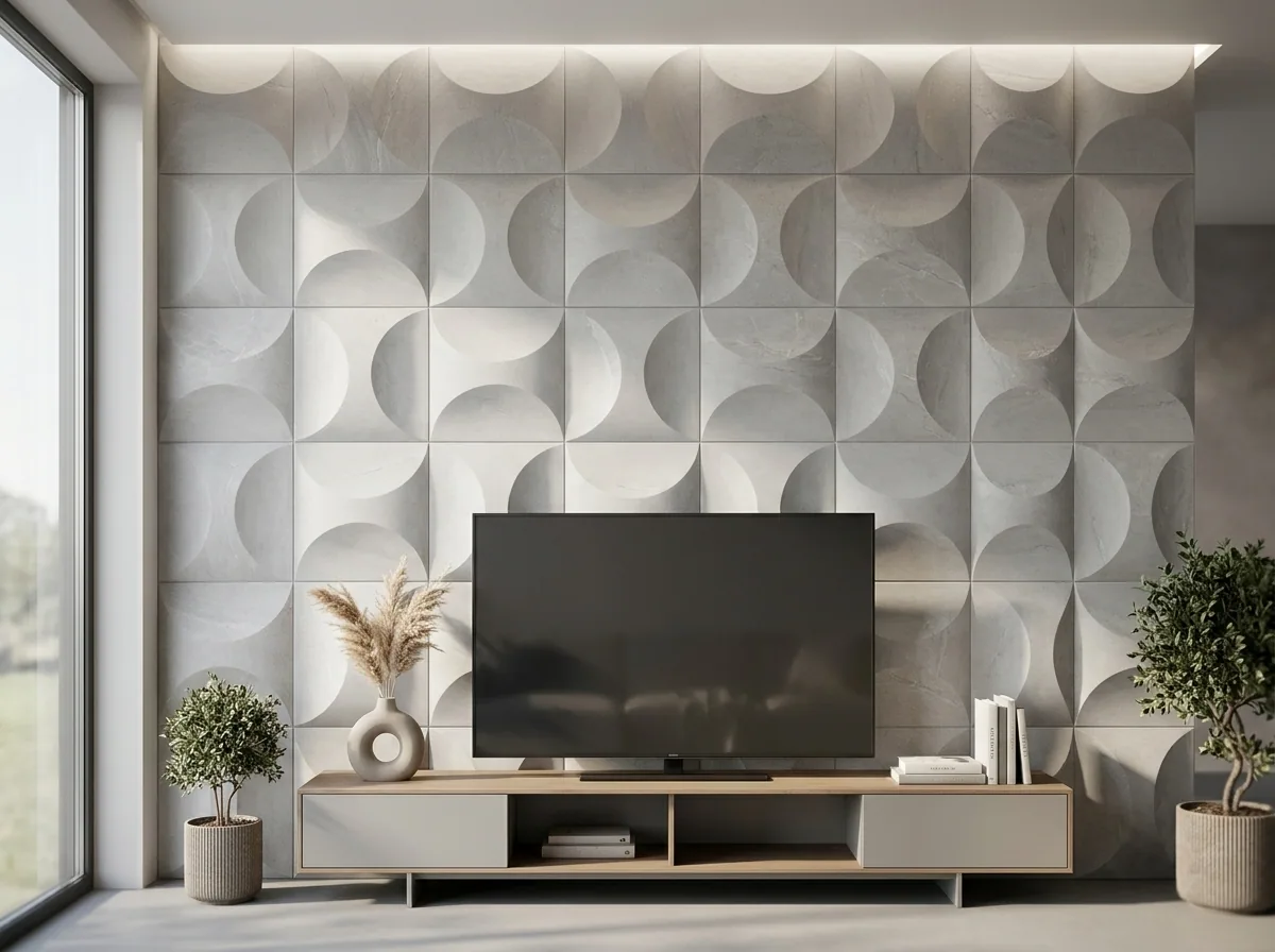 Lámina PU Stone 3D Mezzaluna White instalado