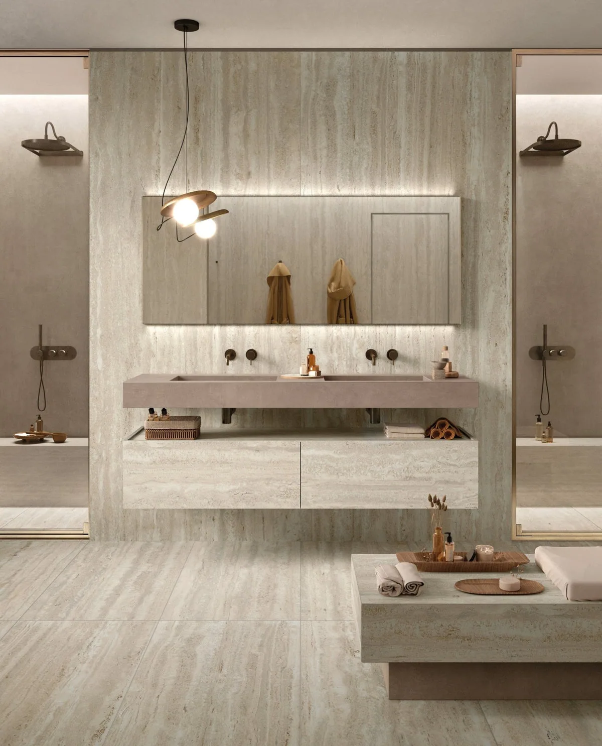 Piedra flexible Travertino Light 300 instalado