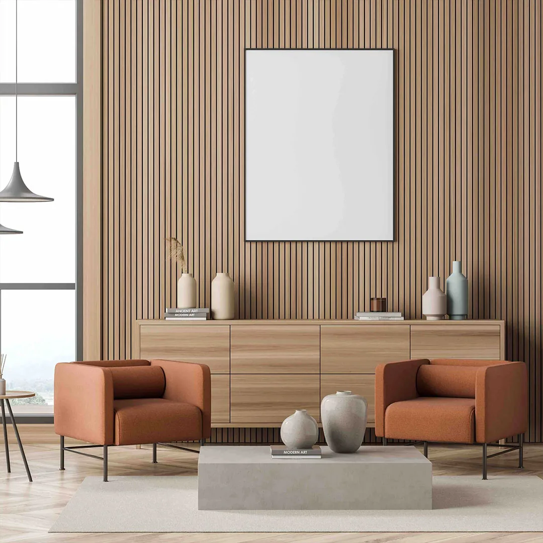 Wall panel WPC Light Walnut instalado
