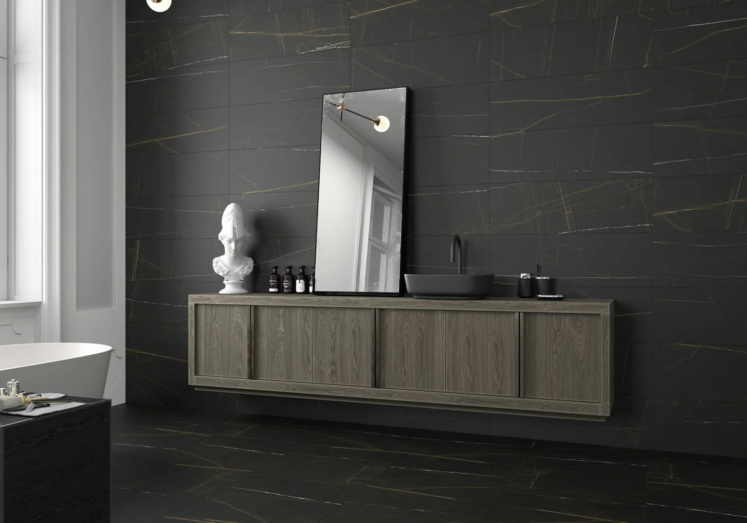 Cerámica Durban Black 30×90 instalado