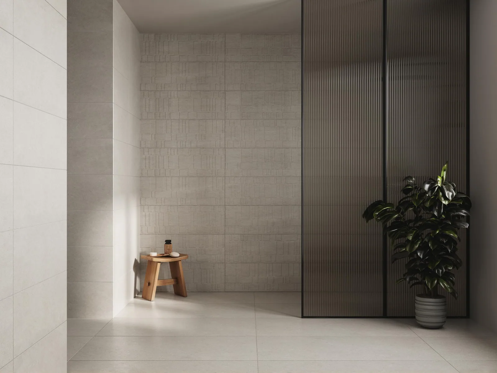 Cerámica Khala Chance Taupe 30×90 instalado