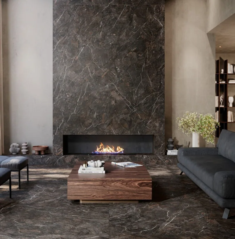 Porcelanato Breccia Black 60×120 instalado