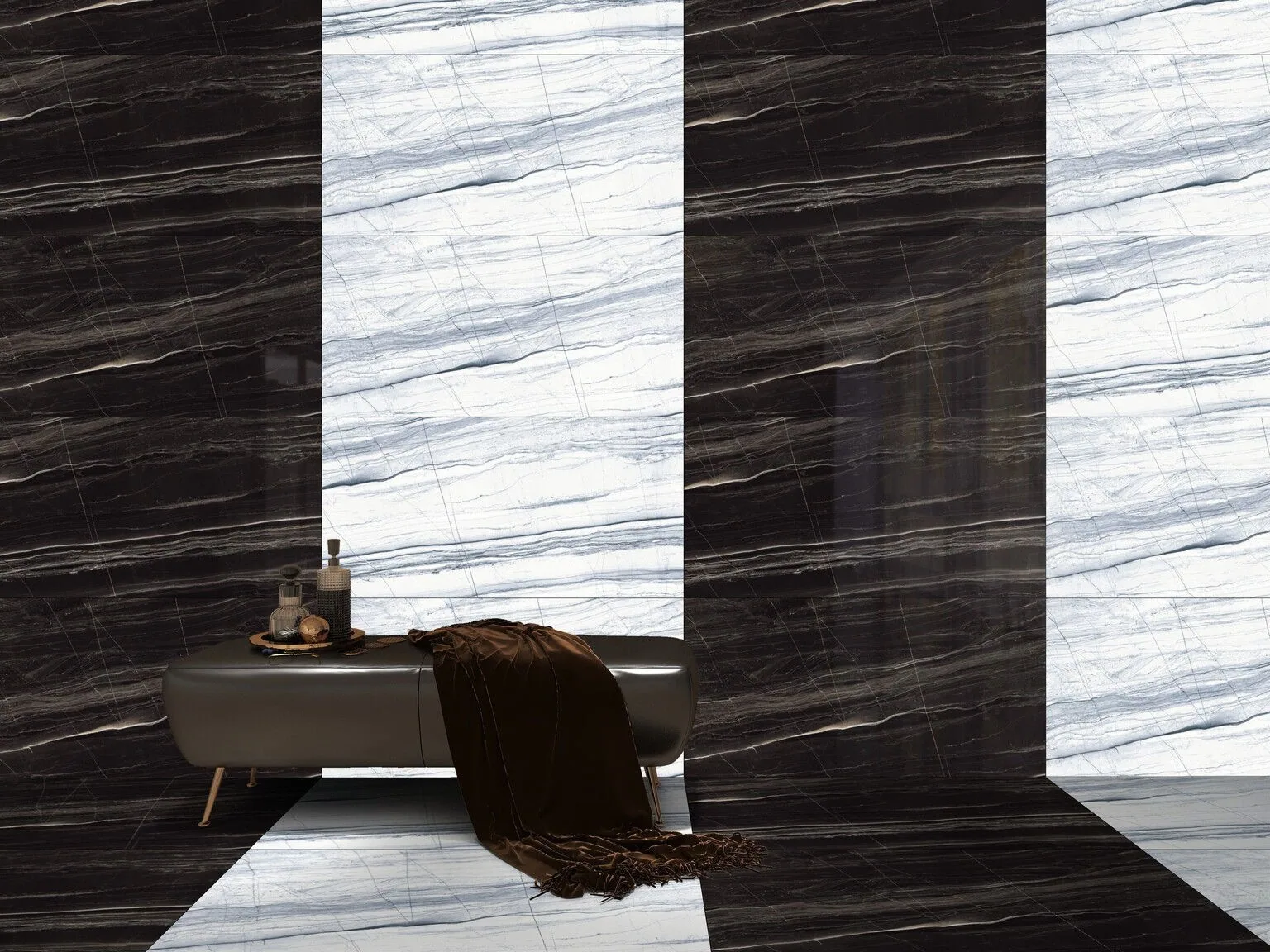 Porcelanato Afyon Dark 60×120 instalado
