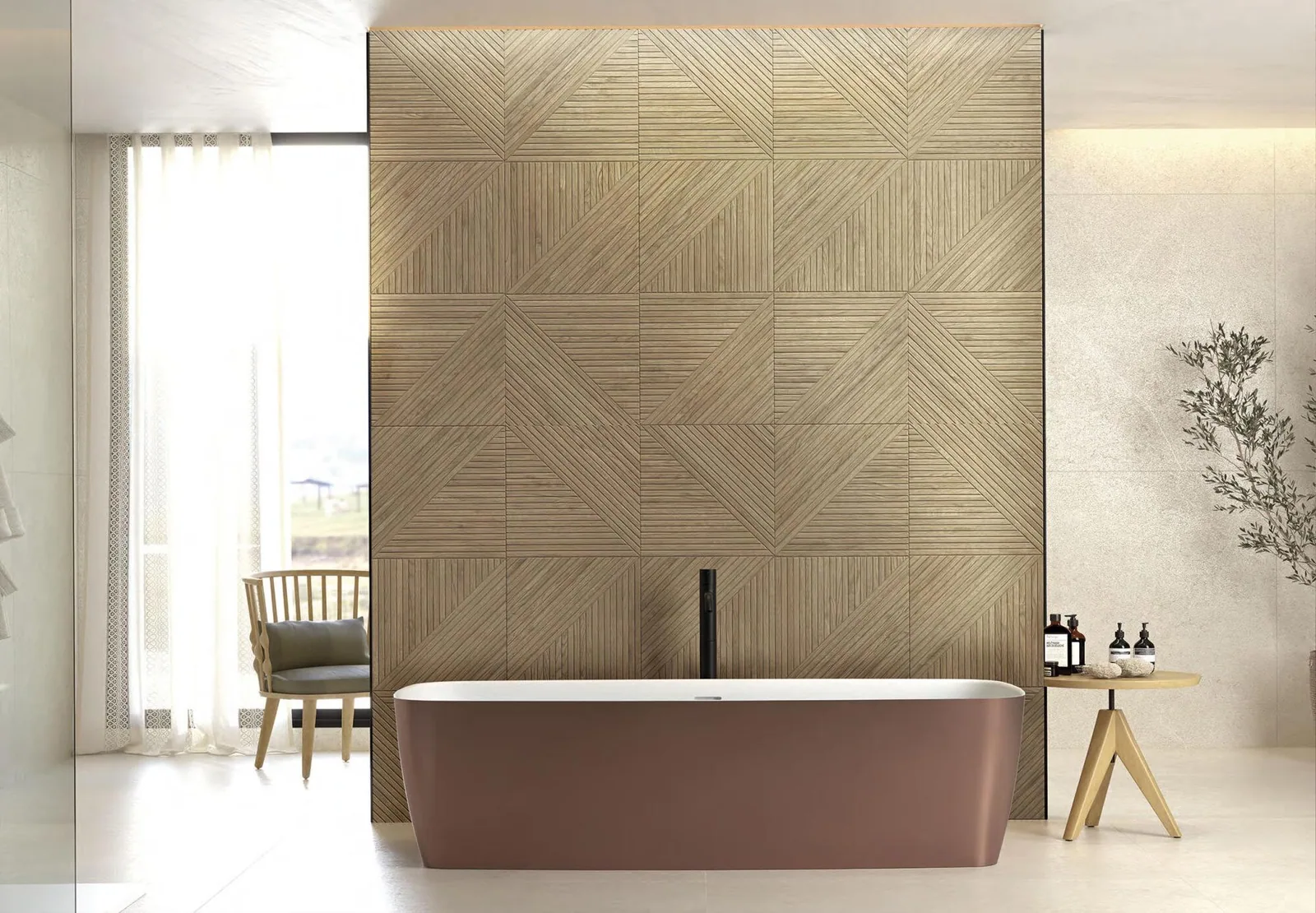 Revestimiento Geometric Oak 40×120 instalado