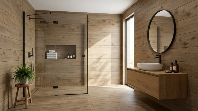 Porcelanato Yukon Walnut 30×120 instalado