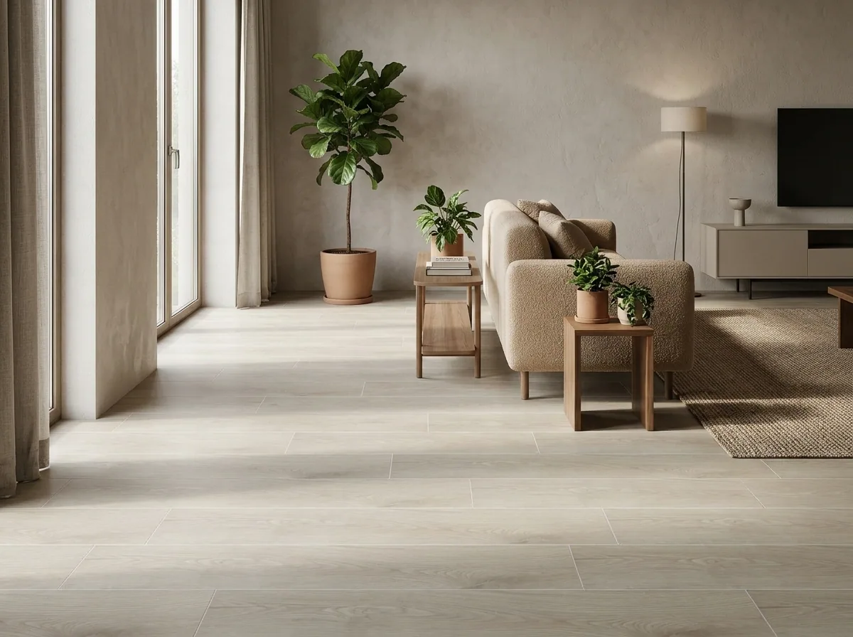 Porcelanato Gardby Greyge 23×120 instalado