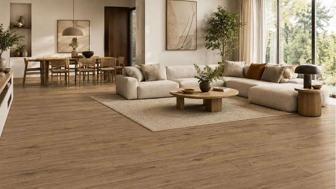 Porcelanato Tulsa Honey 23×120 instalado