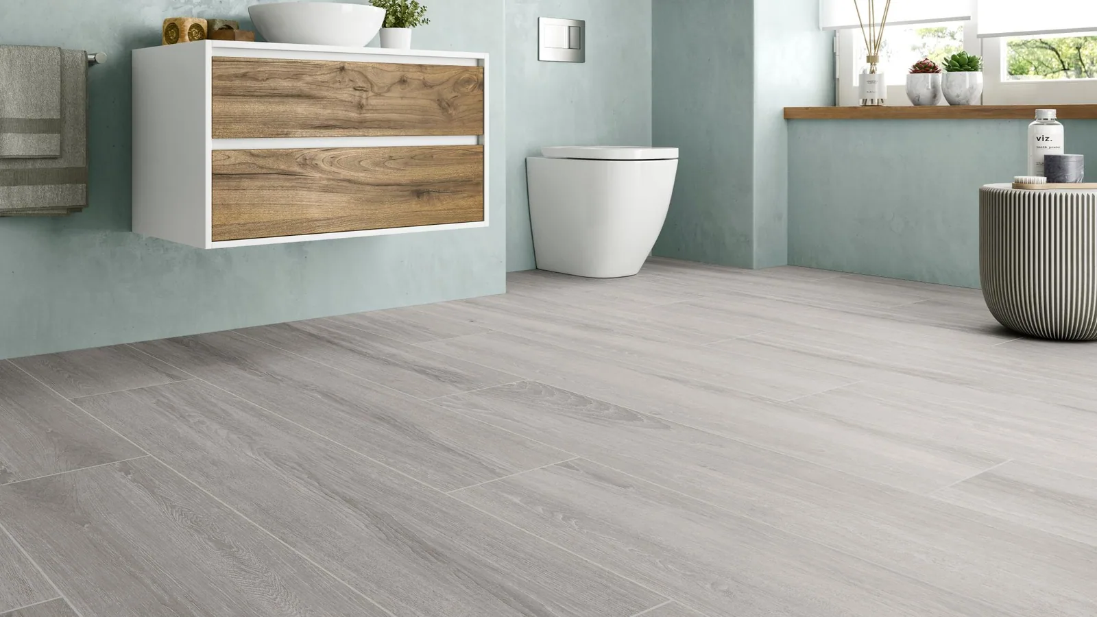 Porcelanato Underwood Gris 23×120 instalado