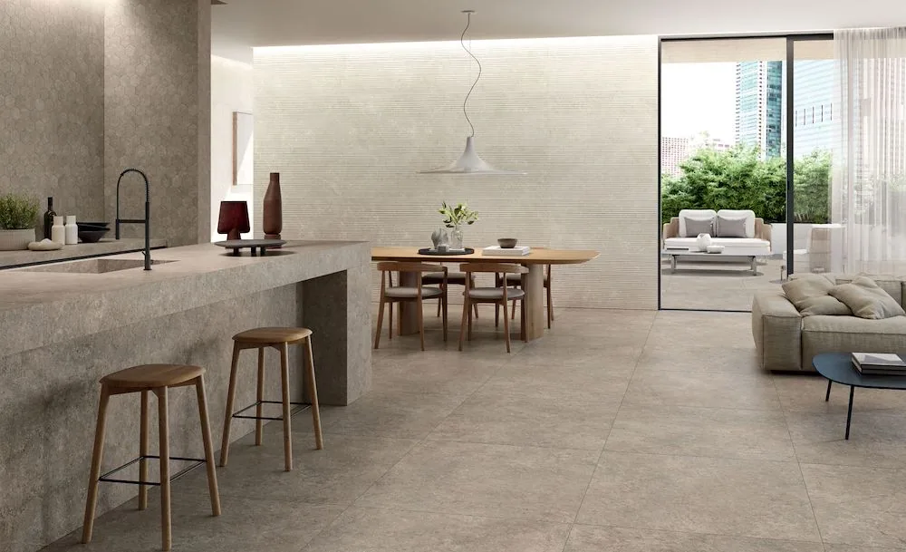 Porcelanato Gravel Earth 120×120 instalado