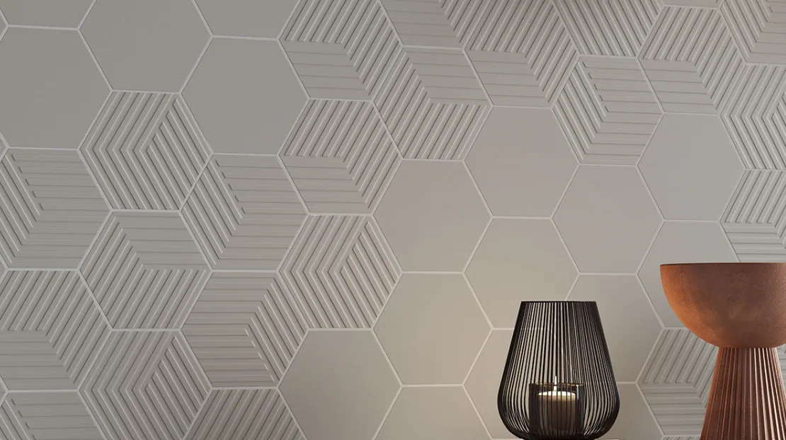 Porcelanato Gallery Cube Taupe HEX 14×16 instalado