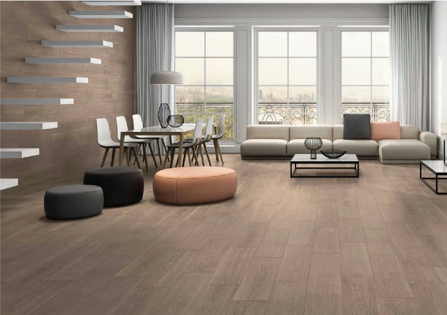 Porcelanato Nomad Brown 22,5×90 · CNO22590-4 instalado