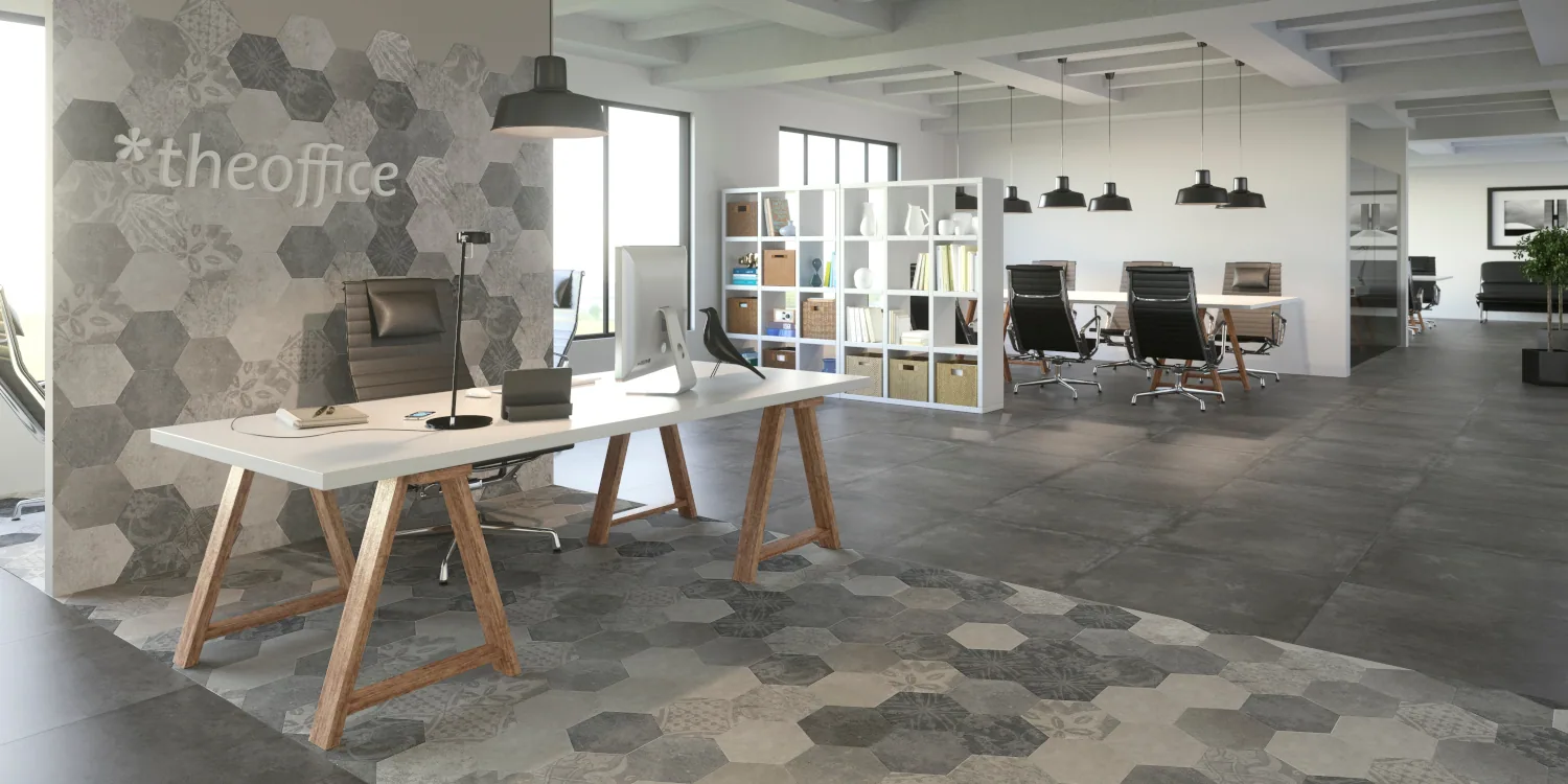 Porcelanato Atlas Hexagon Multi Cold 22×25 instalado