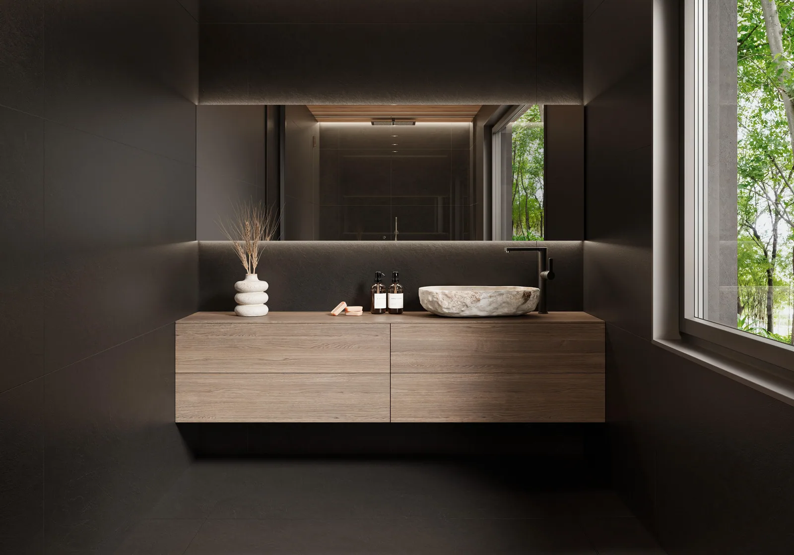 Porcelanato Soho Black 75×150 instalado