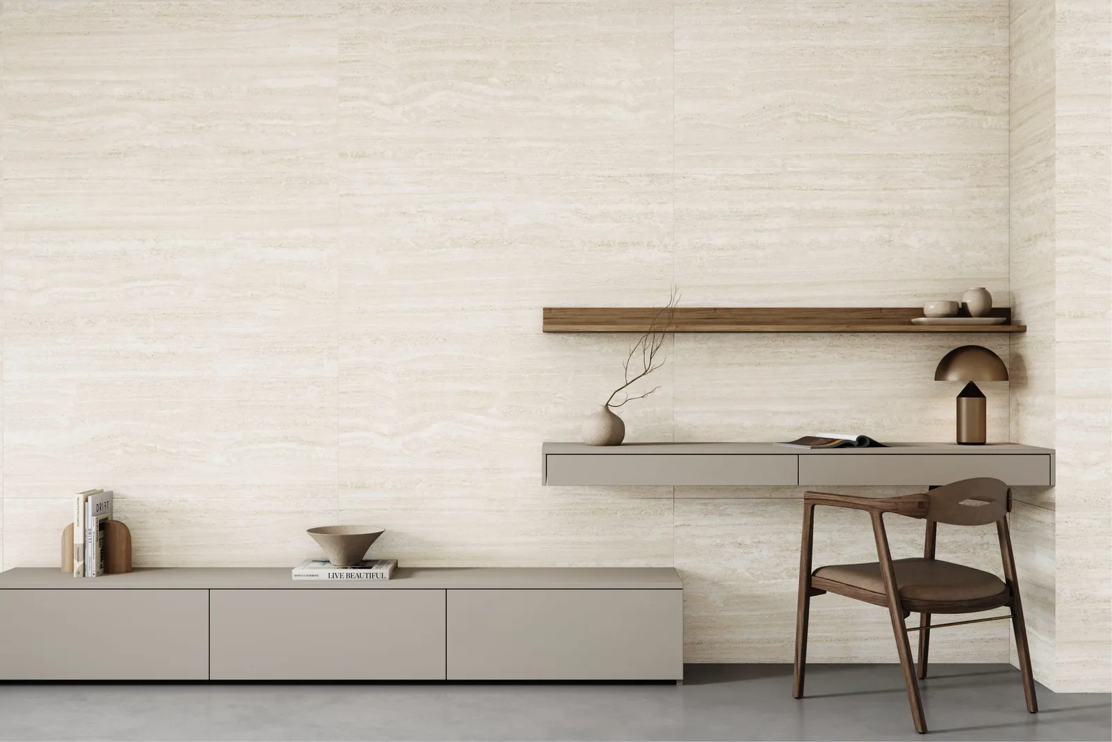 Cerámica Supra Travertino Navona Lux 63×122 instalado