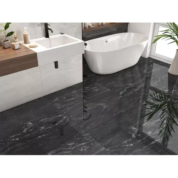 Gres Carbono Black Pulido 88×88 instalado