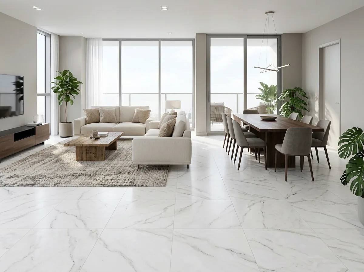 Cerámica Carrara Gris 61×61 instalado