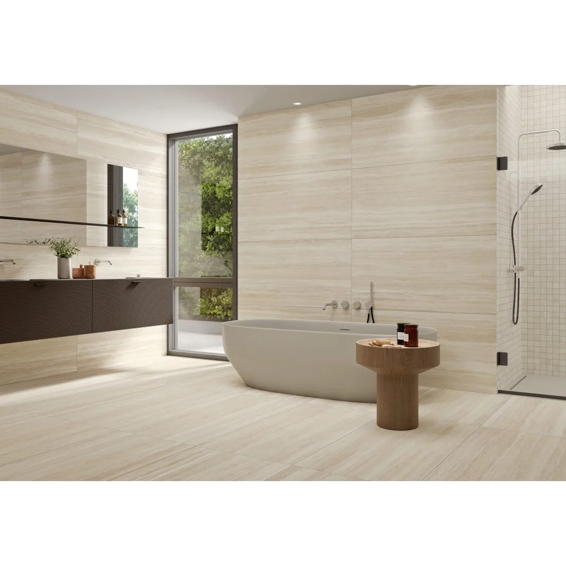 Gres Gran Travertino Beige Mate 60×120 instalado
