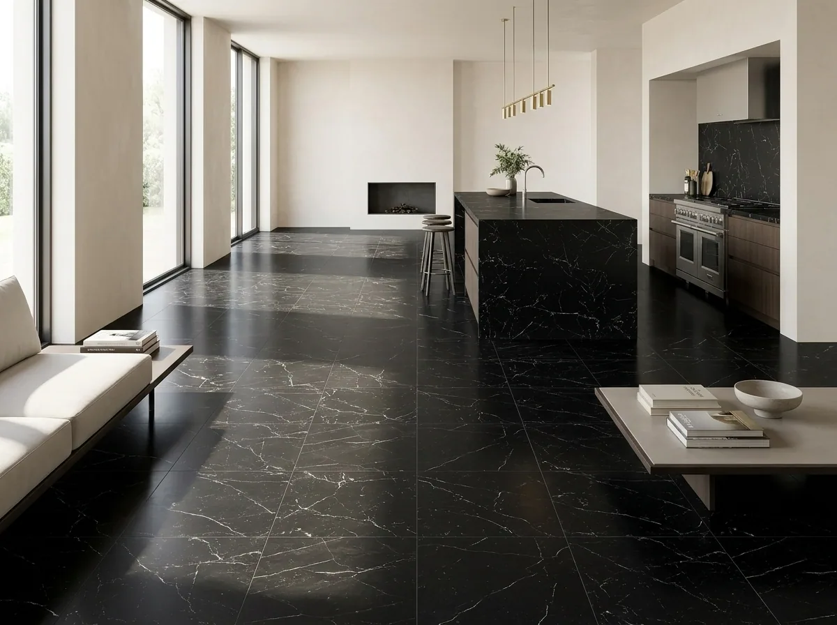 Cerámica Stilus Black 50×50 instalado