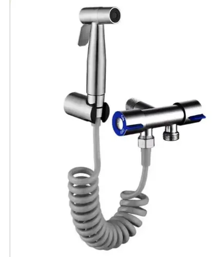Ducha teléfono plástico con Llave de Arresto Acero Inox Satin