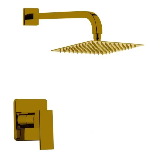 Grupo de Ducha Cuadrada C/regadera 8" Bronce Oro Mate