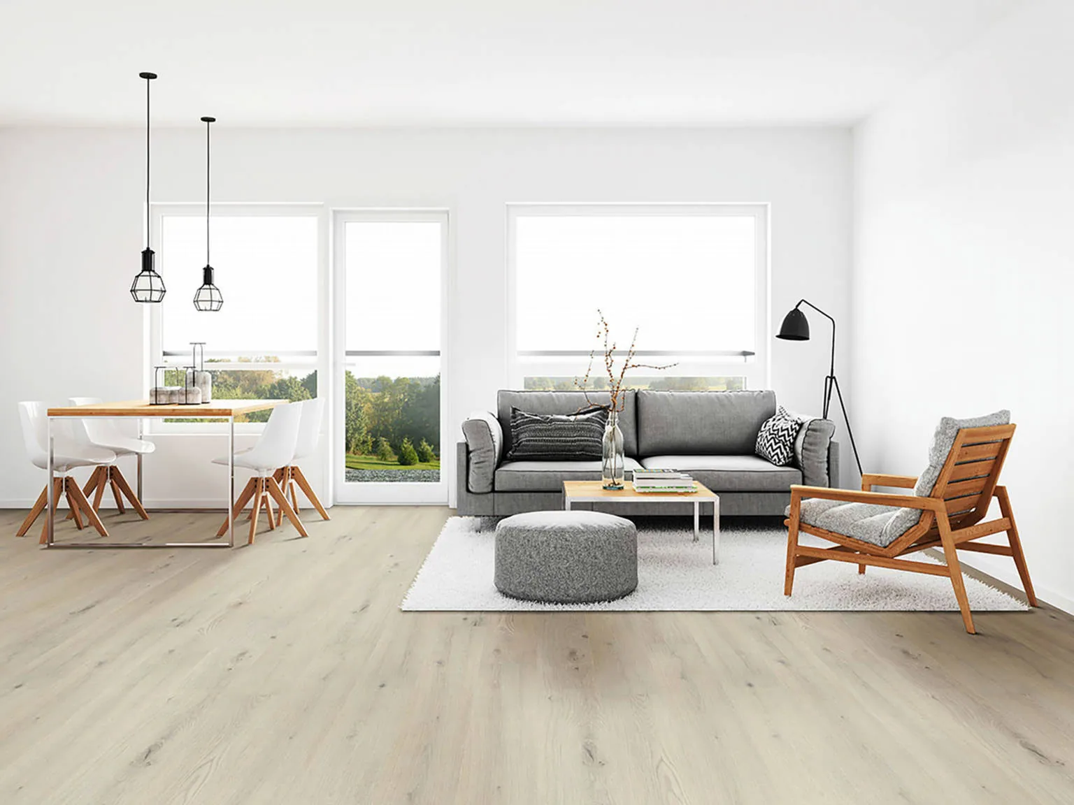 Piso vinílico LVT Cyrus Runmill Isle 17,78×121,92 instalado