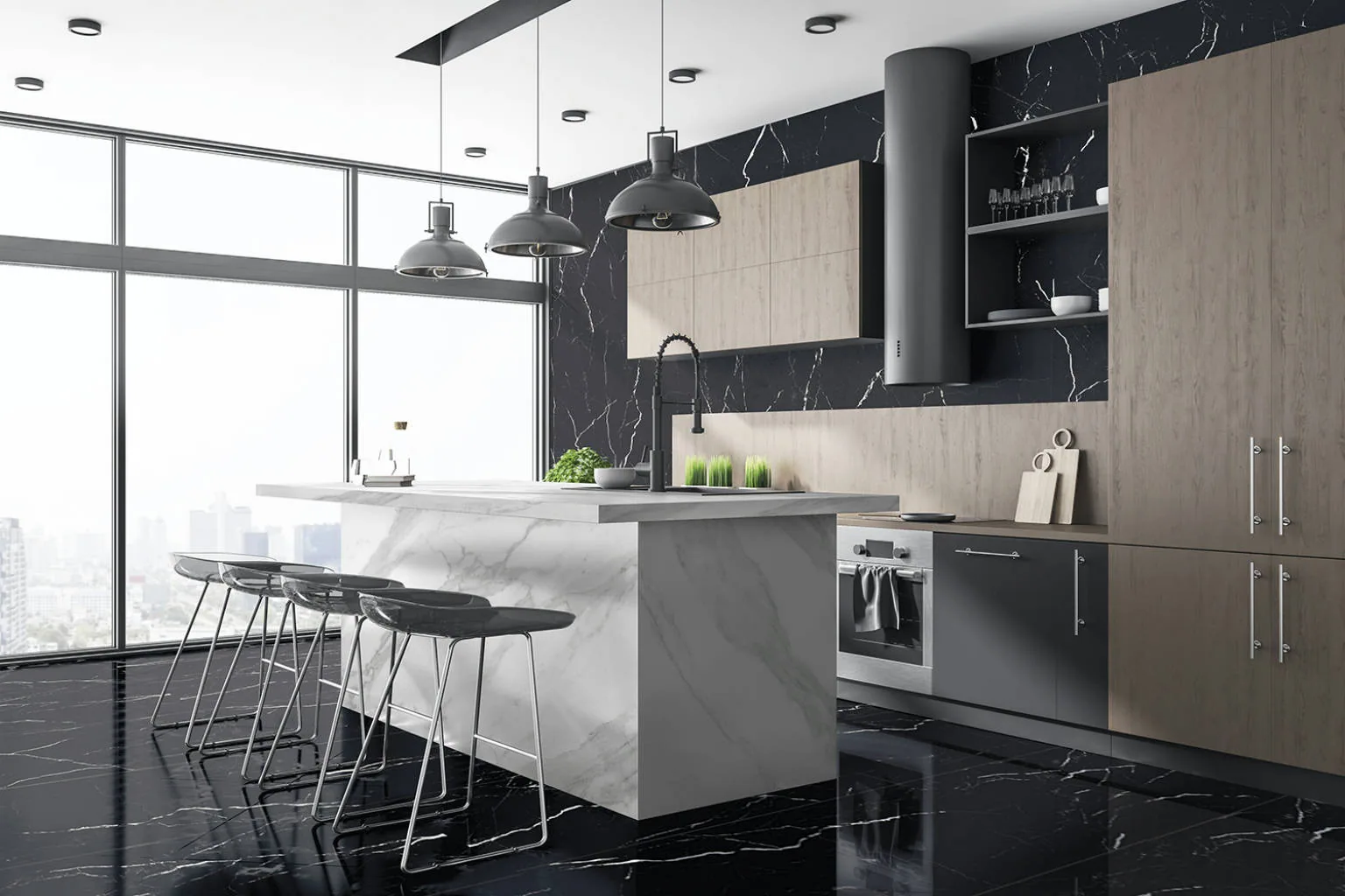 Porcelanato Nero Marquina 60×120 instalado
