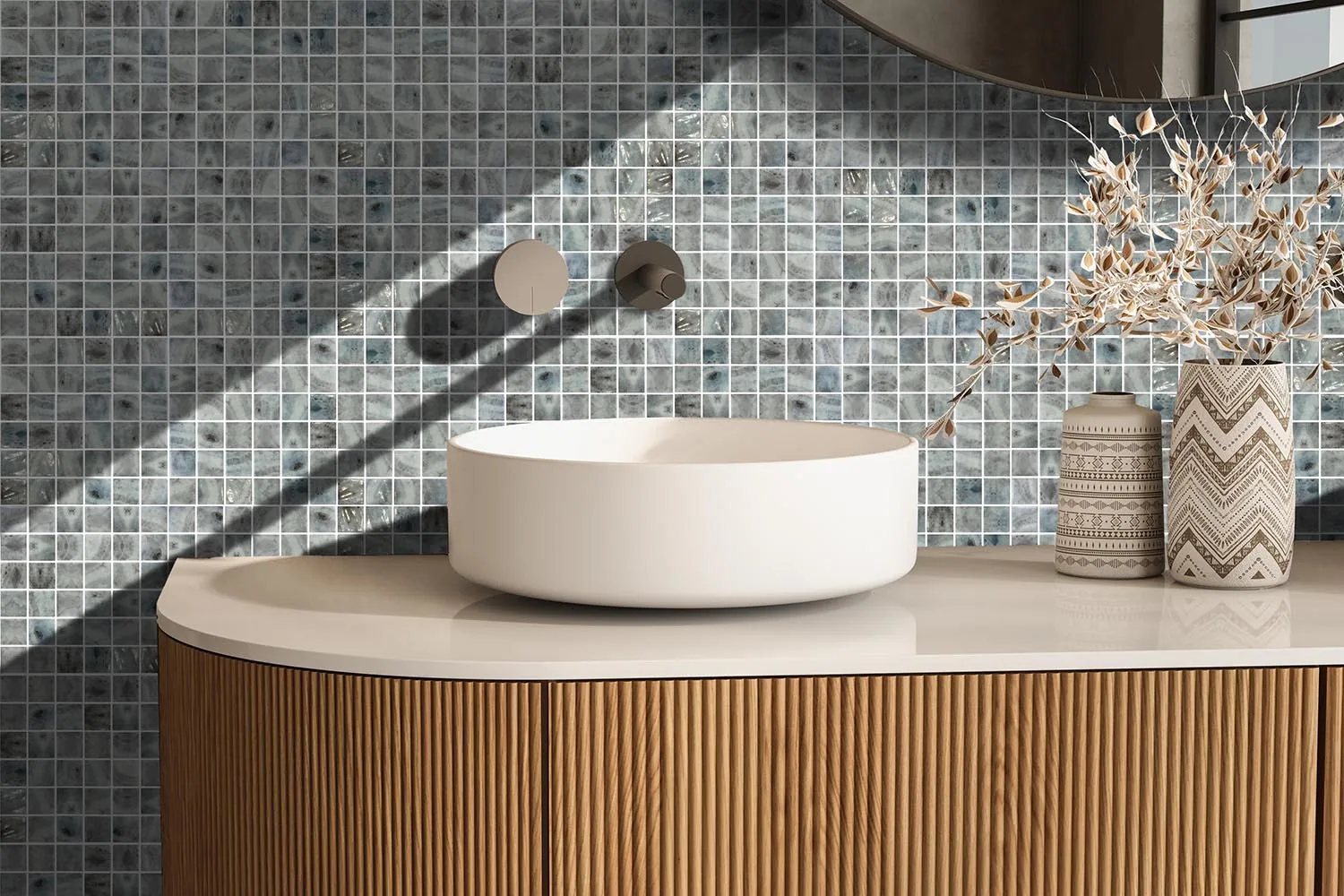 Mosaico Kara Grey 2,5×2,5 instalado