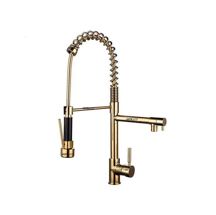 Monomando Mezclador para Fregadero Zinc Pico Flex Doble función Oro Mate