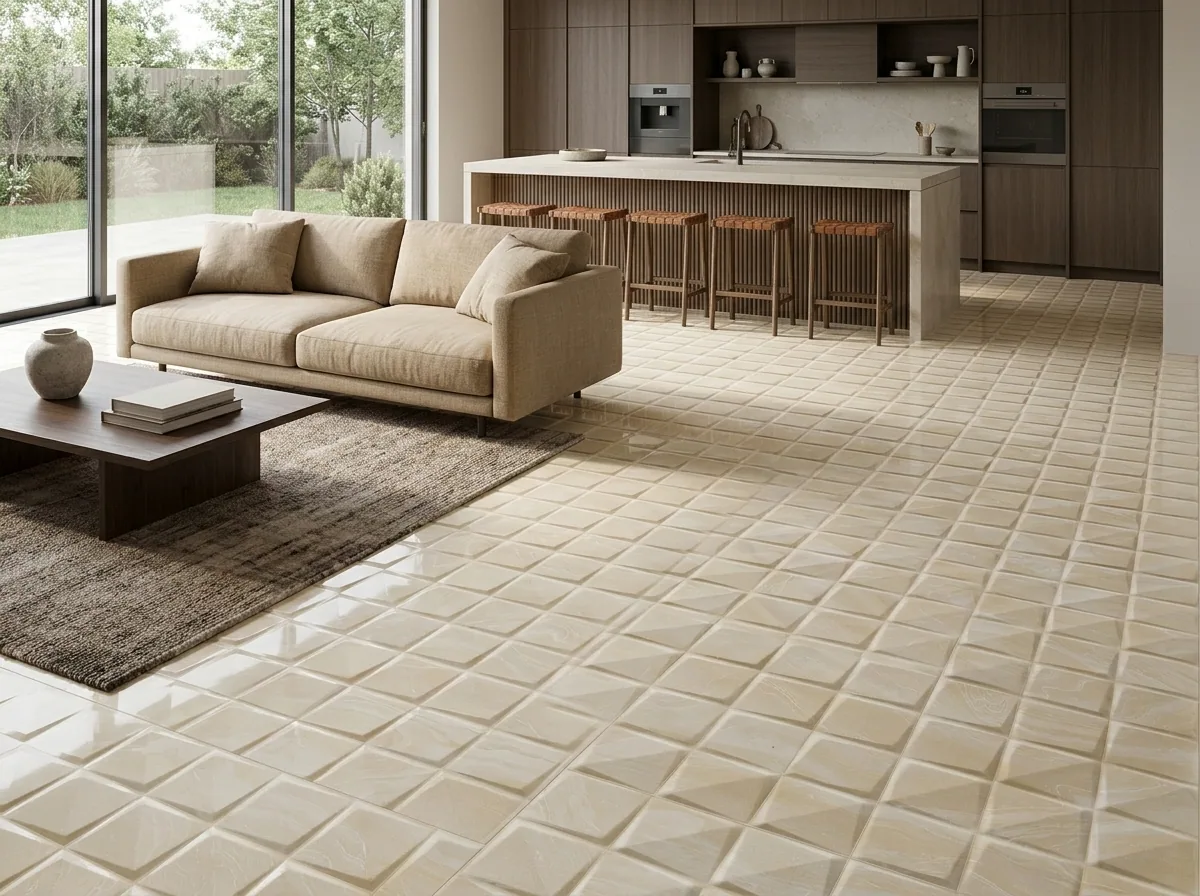 Porcelanato Varier Crema 45×90 instalado