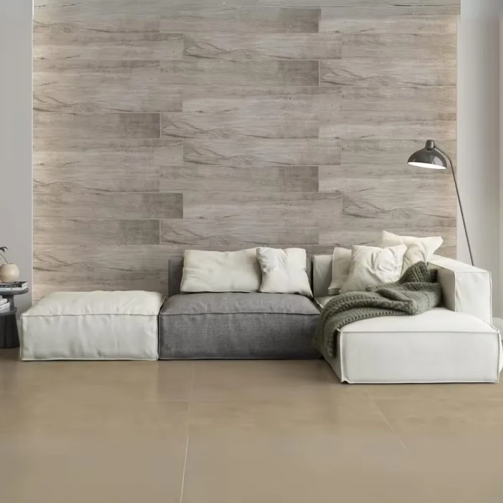 Porcelanato Amazon Gray 18×113 instalado