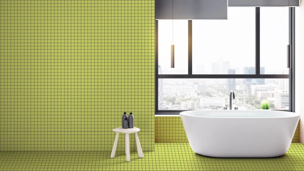 Mosaico Lux Pistacho 2,5×2,5 instalado