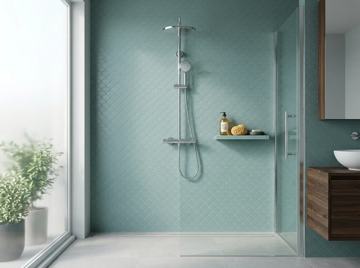 Mosaico Soul Turquoise 2,9×3,6 mate instalado